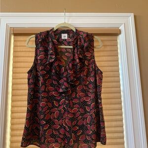 CAbi Women's Ruffle Sleeveless Blouse - Red and Black